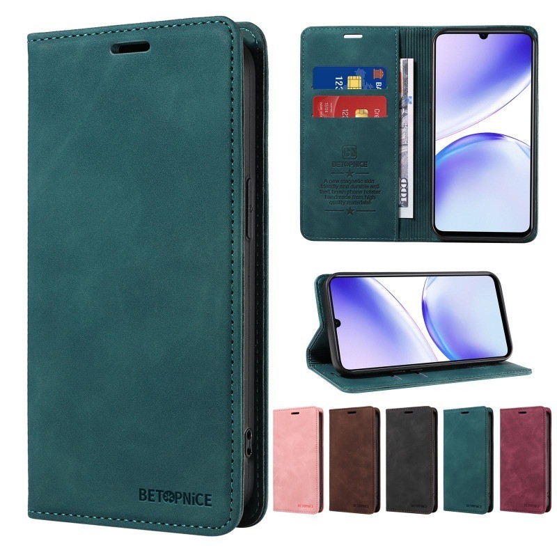 Matte Flip Case สําหรับ Sony Xperia 10 5 1 VII VI V 2025 2024 2023 กระเป๋าสตางค์หนังเรียบง่ายขาตั้งแ