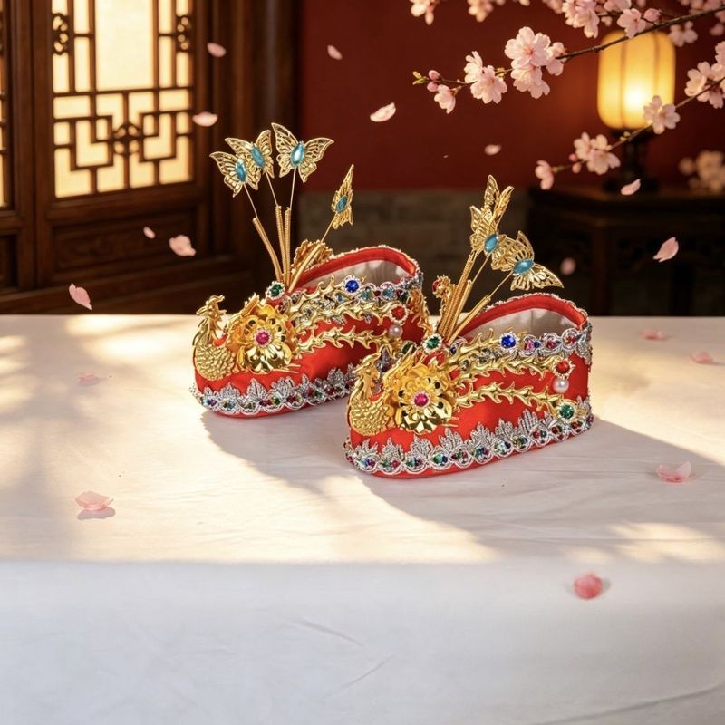 Handmade Fairy Lady Taishan ยาย Phoenix รองเท้า Hem สําหรับ Blessing Hall ปาก Old Mother Fairy รองเท