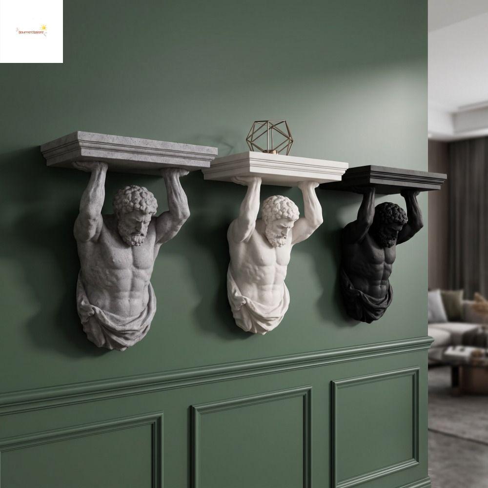 GOURMETGALORE Atlas ชั้นวางของติดผนัง, พลาสติก 3D พิมพ์ลอยชั้นเก็บ, Vintage Wall Display ชั้นวางตกแต