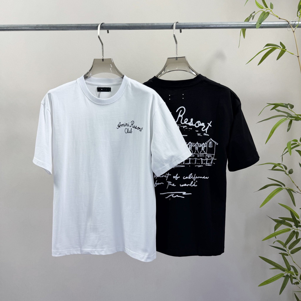 YTD1 AMIR * เสื้อยืดแขนสั้นหลวม High Street สไตล์จดหมายพิมพ์รอบคอด้านบนผู้ชายผู้หญิงสไตล์เดียวกัน