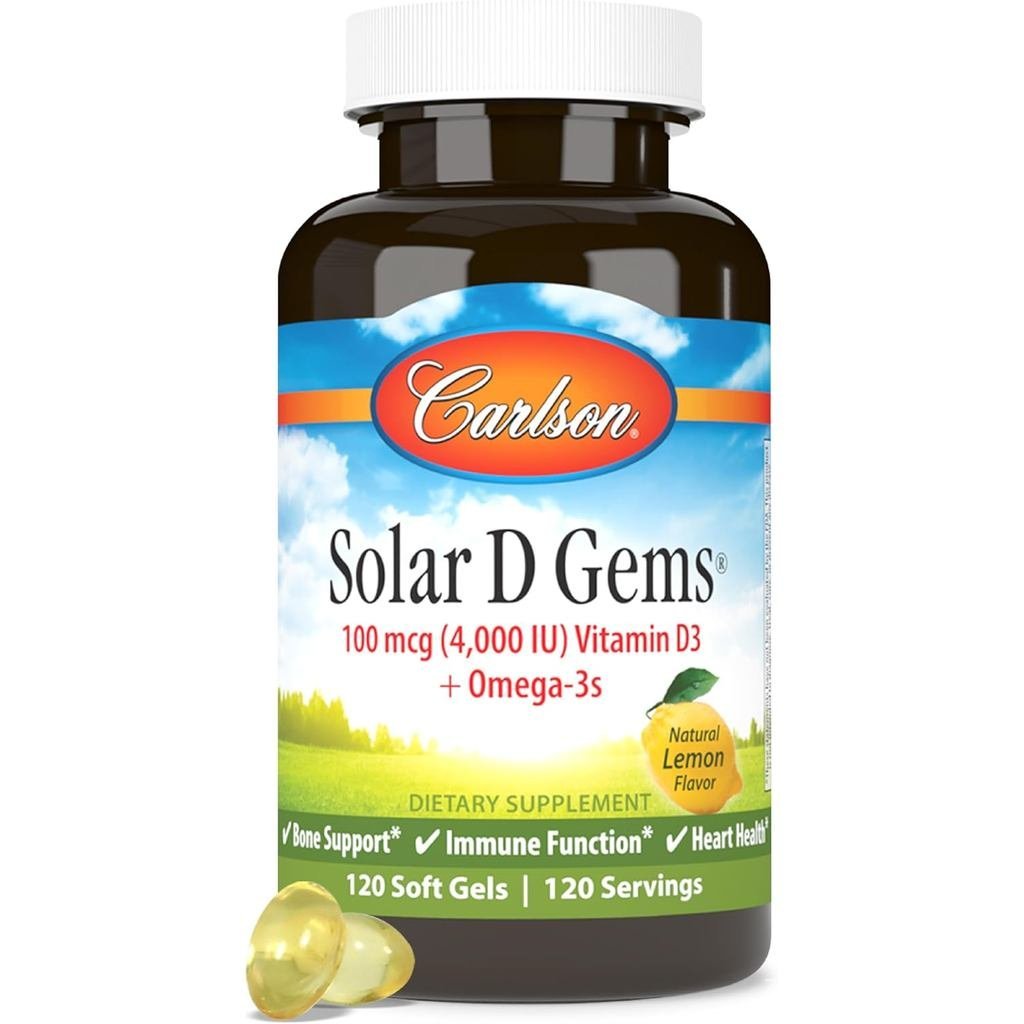 Carlson Solar D Gems 4000 IU (100 mcg) D3 Lemon 120 ซอฟท์เจล