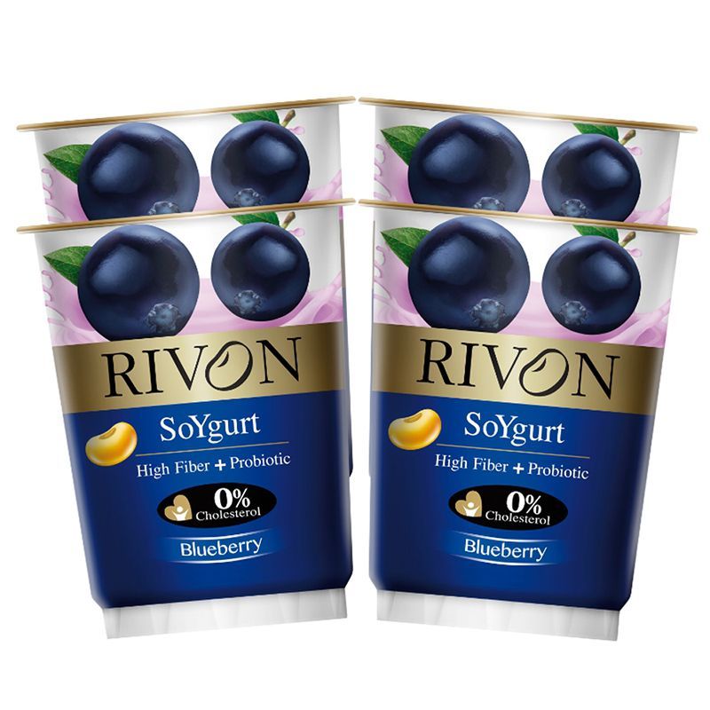 ริวองซอยโยเกิร์ตรสบลูเบอร์รี่ 130กรัม แพค4 Rivon Soy Yogurt Blueberey Flavour 130g. Pack4