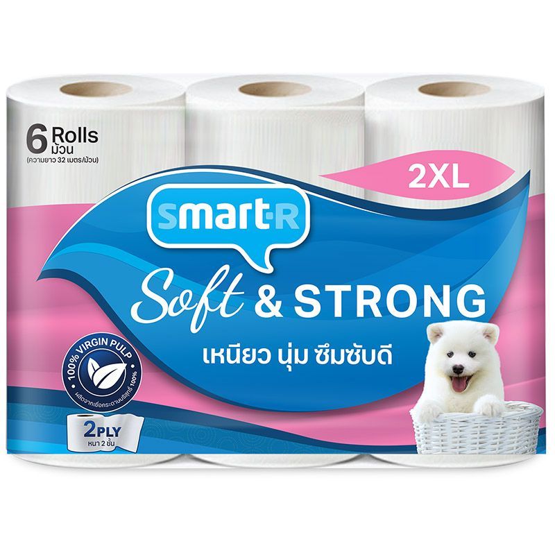 สมาร์ทเตอร์กระดาษชำระ2เท่าแพค 6ม้วน Smarter Long Roll Tissue 2 XL Pack 6rolls