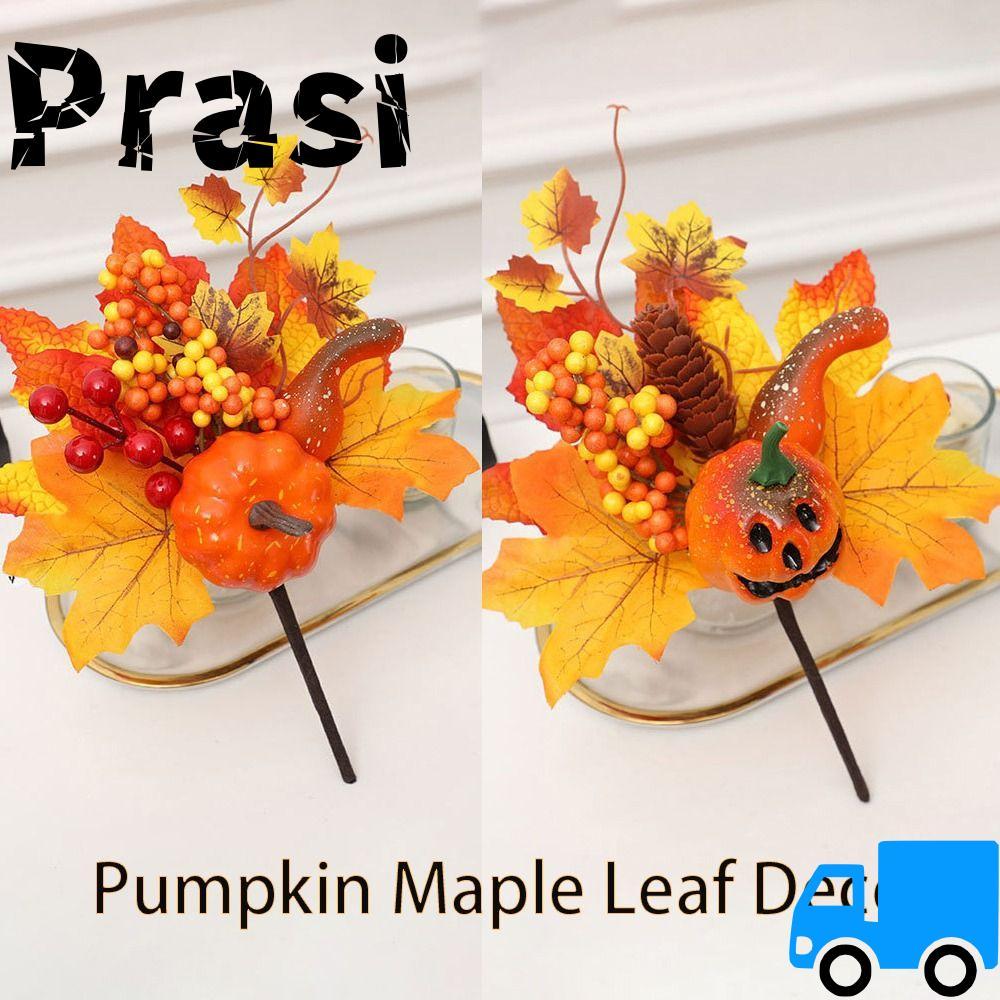 PRASI ประดิษฐ์ Maple Leaf เครื่องประดับ, ฟักทอง Berry สาขาประดิษฐ์ Maple Leaf Pumpkin Maple Leaf Dec