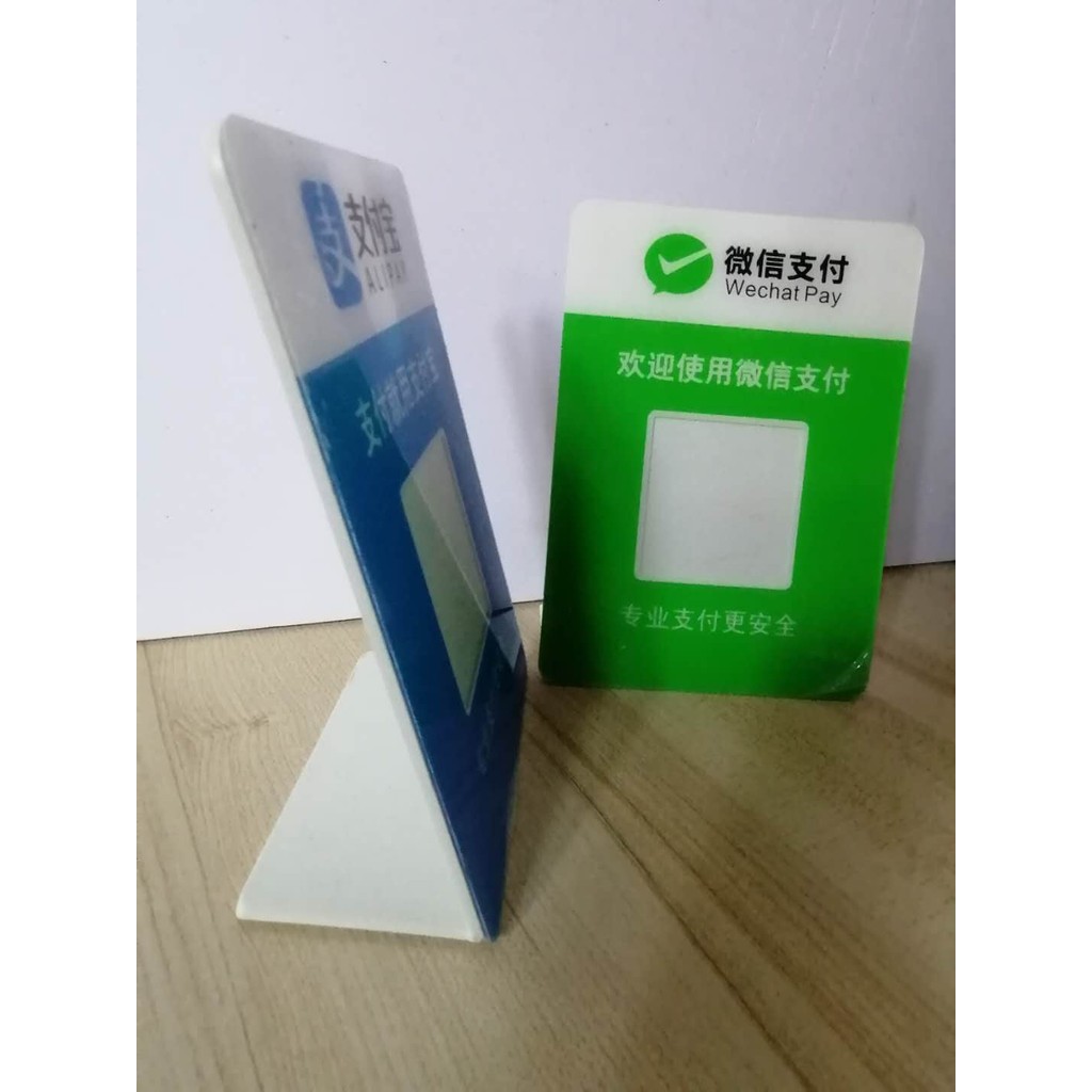 Merchanant Scan QR Code Alipay Card Sticker อะคริลิค Alipay Signage WeChat ใบเสร็จรับเงินรหัส L-Shap
