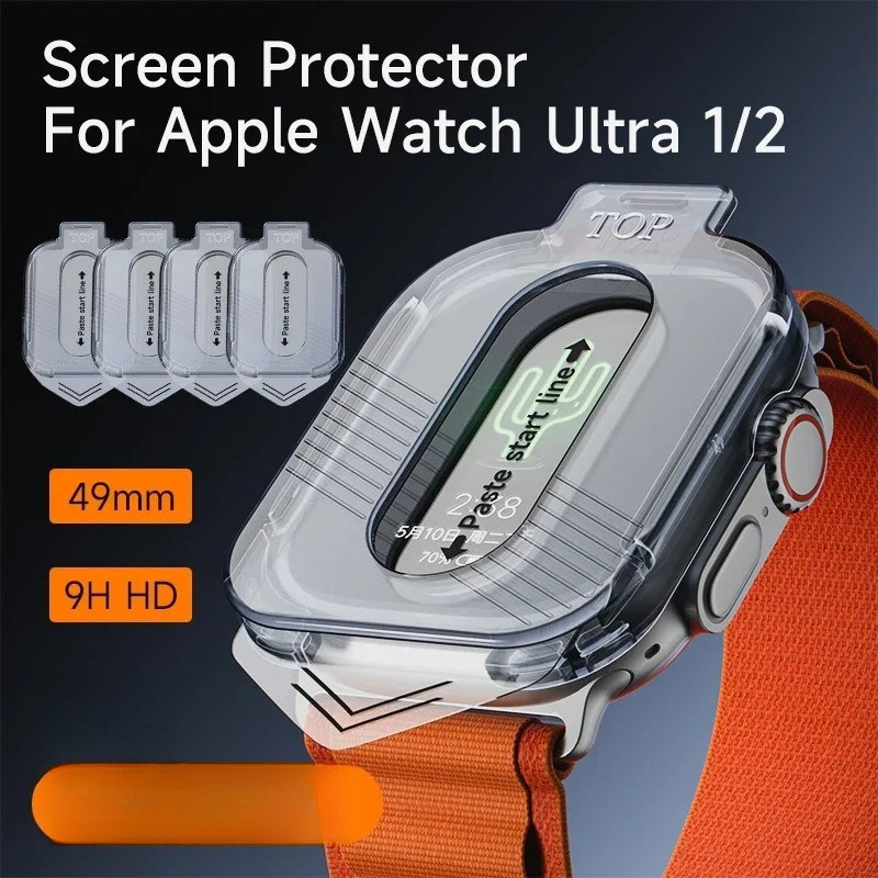2 ชิ้นความละเอียดสูง 9H กระจกนิรภัย Smartwatch ป้องกันหน้าจอสําหรับ Apple Watch Ultra 1 3 2 49 มม.