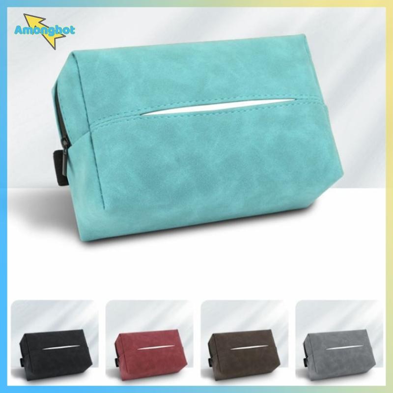 Amonghot> ที่วางกล่องทิชชู่ในรถยนต์ Nappa Leather Car Center Console Armrest Napkin Box Sun Visor Ba