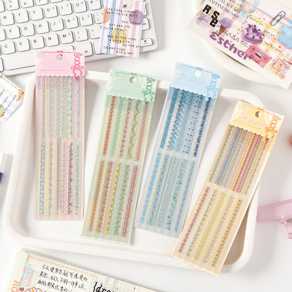 Journamm 6 แผ่นสติกเกอร์ลูกไม้โปร่งใสสําหรับ Scrapbooking Junk Journal การ์ดทํา Collage ไดอารี่ Planner Notebook Letter อัลบั้มภาพ Craft โครงการตกแต่ง