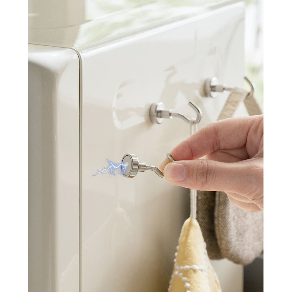 Omocha | ตะขอแม่เหล็ก Magnet Hook แรงดูดสูง ติดตู้เย็น ไม่ต้องเจาะ แขวนของอเนกประสงค์ สแตนเลส สีเงิน 1 ชิ้น