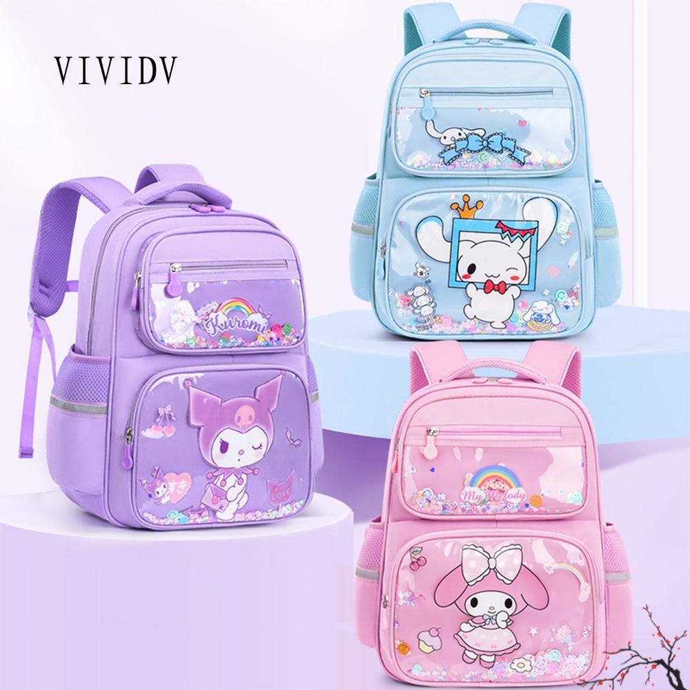 กระเป๋านักเรียน Kuromi Sanrio สำหรับเด็กหญิง อ่อนโยน สไตล์การ์ตูน ออกแบบมาเพื่อน้องนักเรียนชั้นอนุบาลและประถม