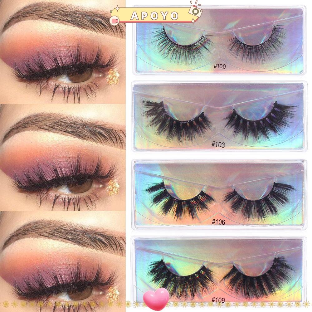 APOYO ขนตาปลอม Eye Extension Eye เครื่องมือแต่งหน้าธรรมชาติ Long Lashes Wispy Fluffy
