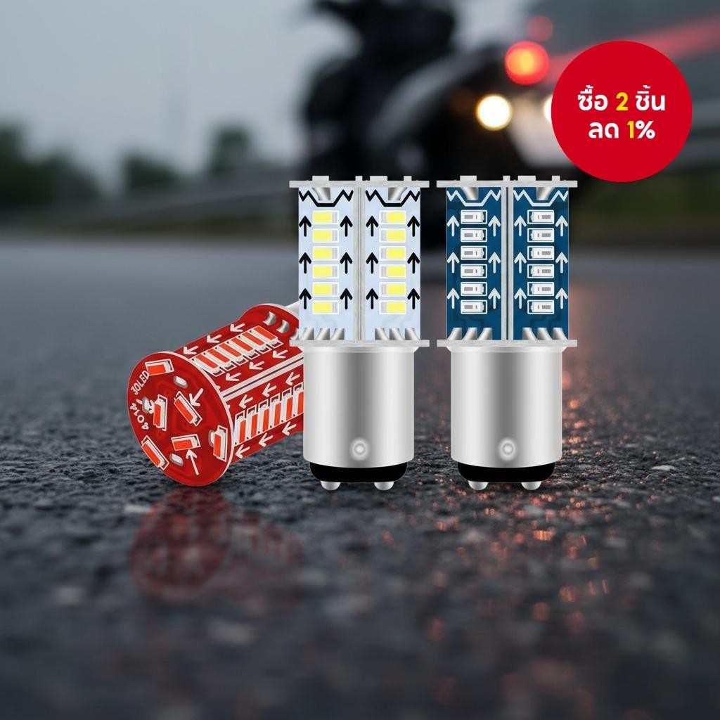 หลอดไฟกระพริบ LED 1157 BAY15D 12V กระพริบ 30SMD