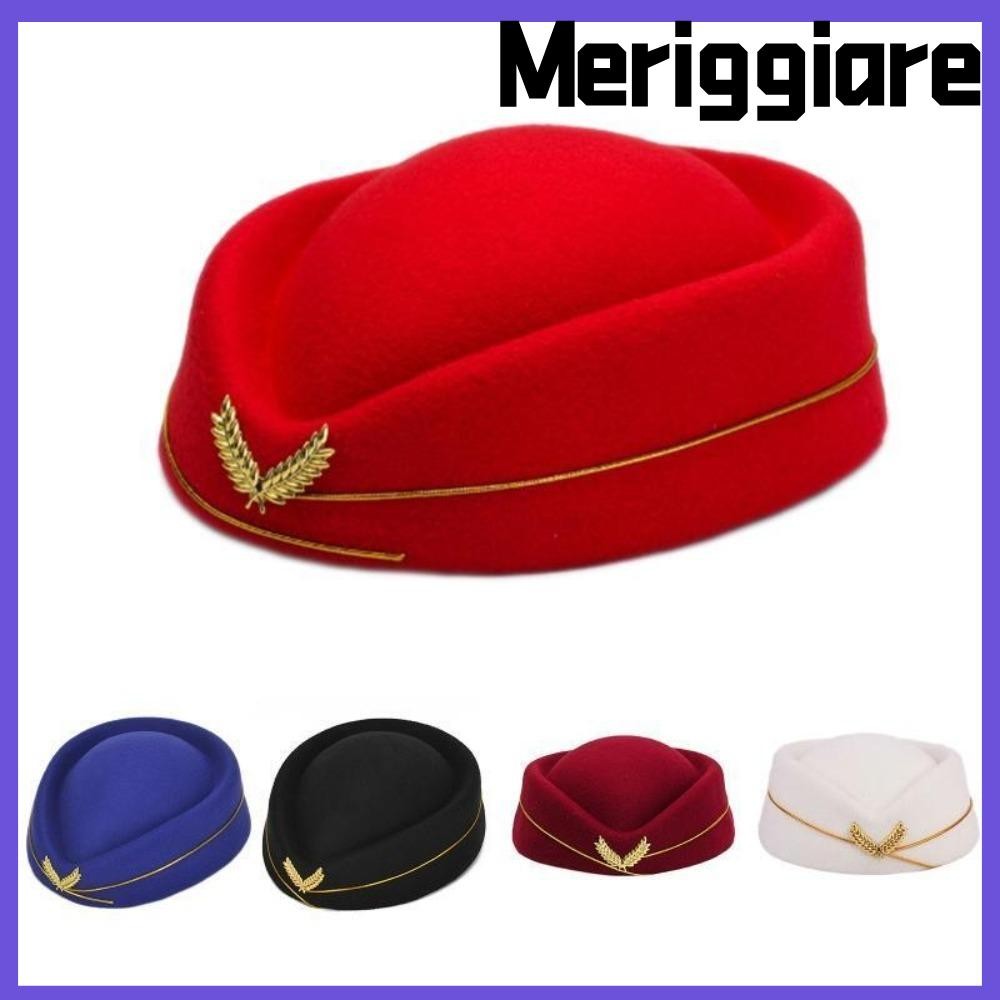 MERIGGIARE Air Hostess หมวกประสิทธิภาพหมวกทํางานเครื่องแต่งกายอุปกรณ์เสริมหมวกปาร์ตี้