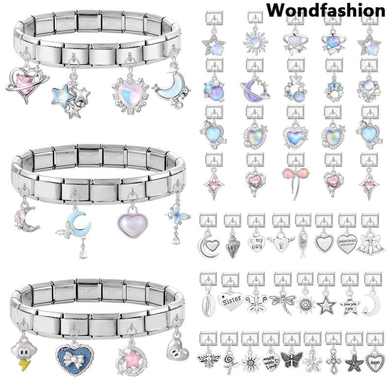 สร้อยข้อมือสแตนเลส Bowknot Charm อิตาเลียน ขนาด 9 มม. เสริมบุคลิกภาพสไตล์เรโทร