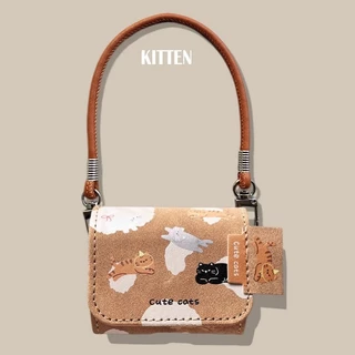 Case for QCY Crossky C50 Leather soft shell storage bag Cute Cat Puppy Pendant Lanyard Suitable for QCY Crossky C50 Shockproof Shell Protective Sleeve
