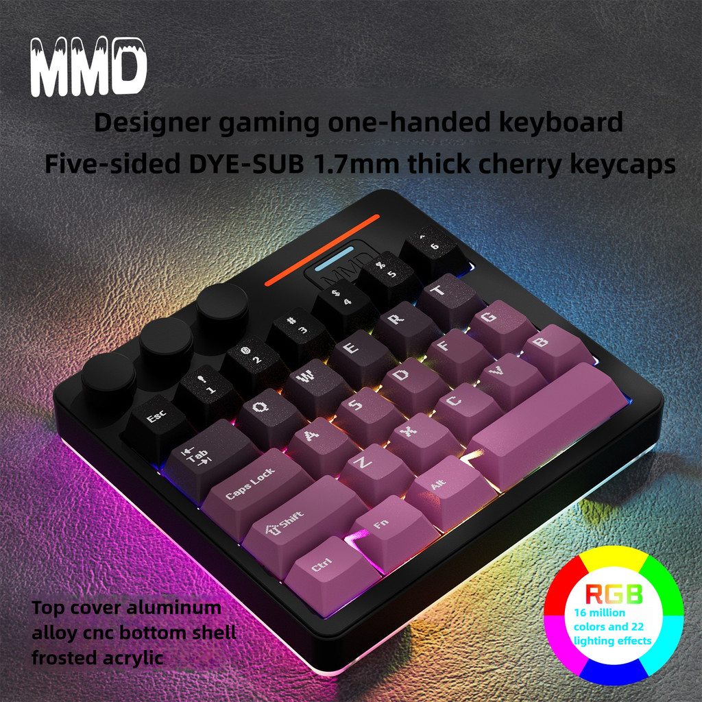 MMD KM29 CNC One Hand Mechanical คีย์บอร์ดไร้สาย 3 โหมดที่กําหนดเอง VIA QMK Designer Drawing สําหรับ PS /PR/C4D