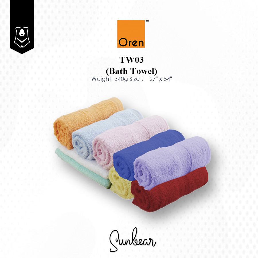 TW03 Oren Sport ผ้าเช็ดตัวผ้าฝ้ายเต็ม Tuala Mandi Serap Air 350g