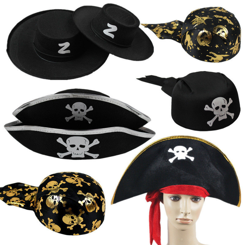 Hot Sale#Halloween Ghost Festival Costume Caribbean Pirates Costume Hat Captain Hat Pumpkin Pirate H