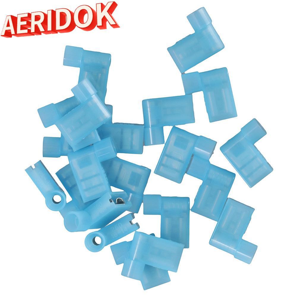 AERIDOK 100PCS Wire Quick Disconnect,ธงรูป Blue Spade Wire Connectors, Spade Connectors 16-14 AWG มุ