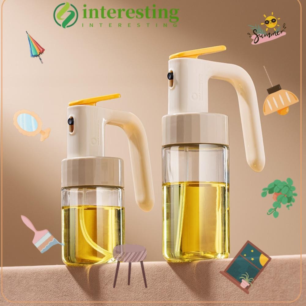 INTERESTING Olive Oil Mister Bottle, 250ML Glass Oil Sprayer, Kitchen Gadgets White with Handle Pres