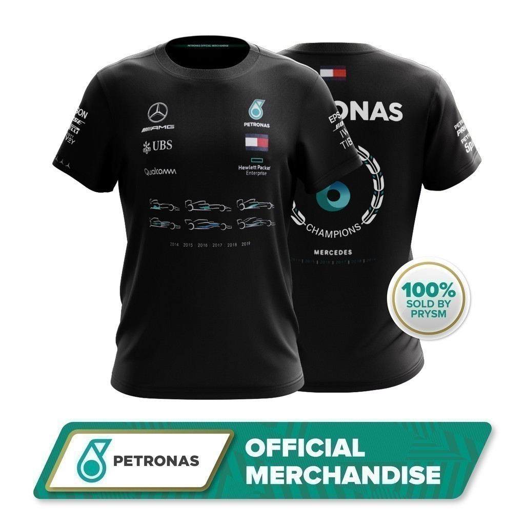 เสื้อยืดไมโครไฟเบอร์ Petronas 2025 Mercedes World 6x Champion