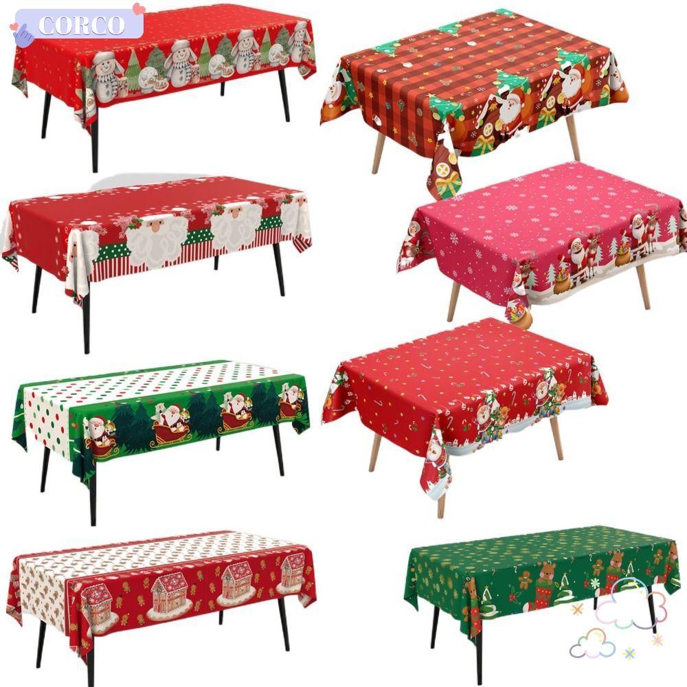 ผ้าปูโต๊ะคริสต์มาส Kroger สีบรอนซ์ ดีไซน์หิมะและมนุษย์หิมะ เพื่อการเฉลิมฉลองวันคริสต์มาส