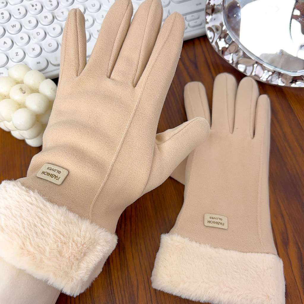 ถุงมือขี่อุ่นด้วยซับขนสัตว์ ทำจากวัสดุโพลีเอสเตอร์ทนทาน สไตล์สำหรับขี่จักรยานกลางแจ้งป้องกันอากาศหนาว - รูปที่ 5