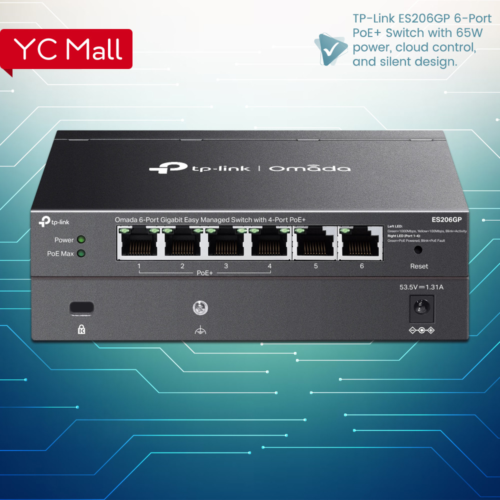 TP-Link ES206GP Omada 6-Port Gigabit Easy Managed Switch พร้อม PoE 4-Port+