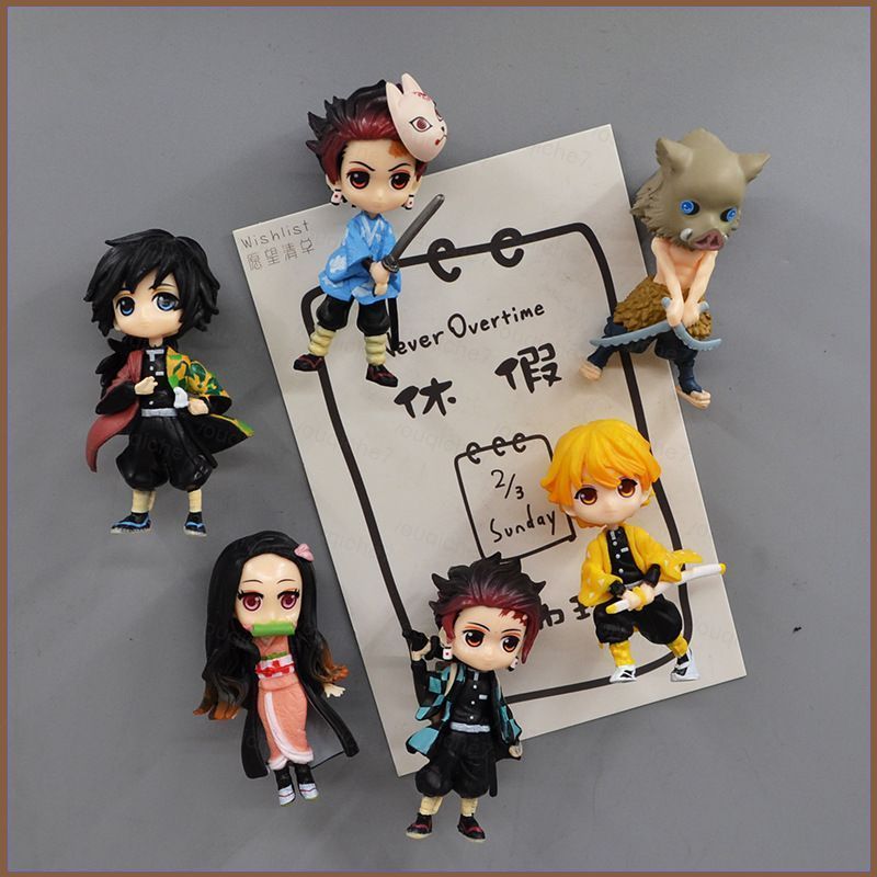 SY Demon Slayer แม่เหล็กติดตู้เย็น 3D ตกแต่งอะนิเมะตู้เย็นแม่เหล็ก Action Figure Tanjirou Nezuko Zenitsu บ้าน Acce