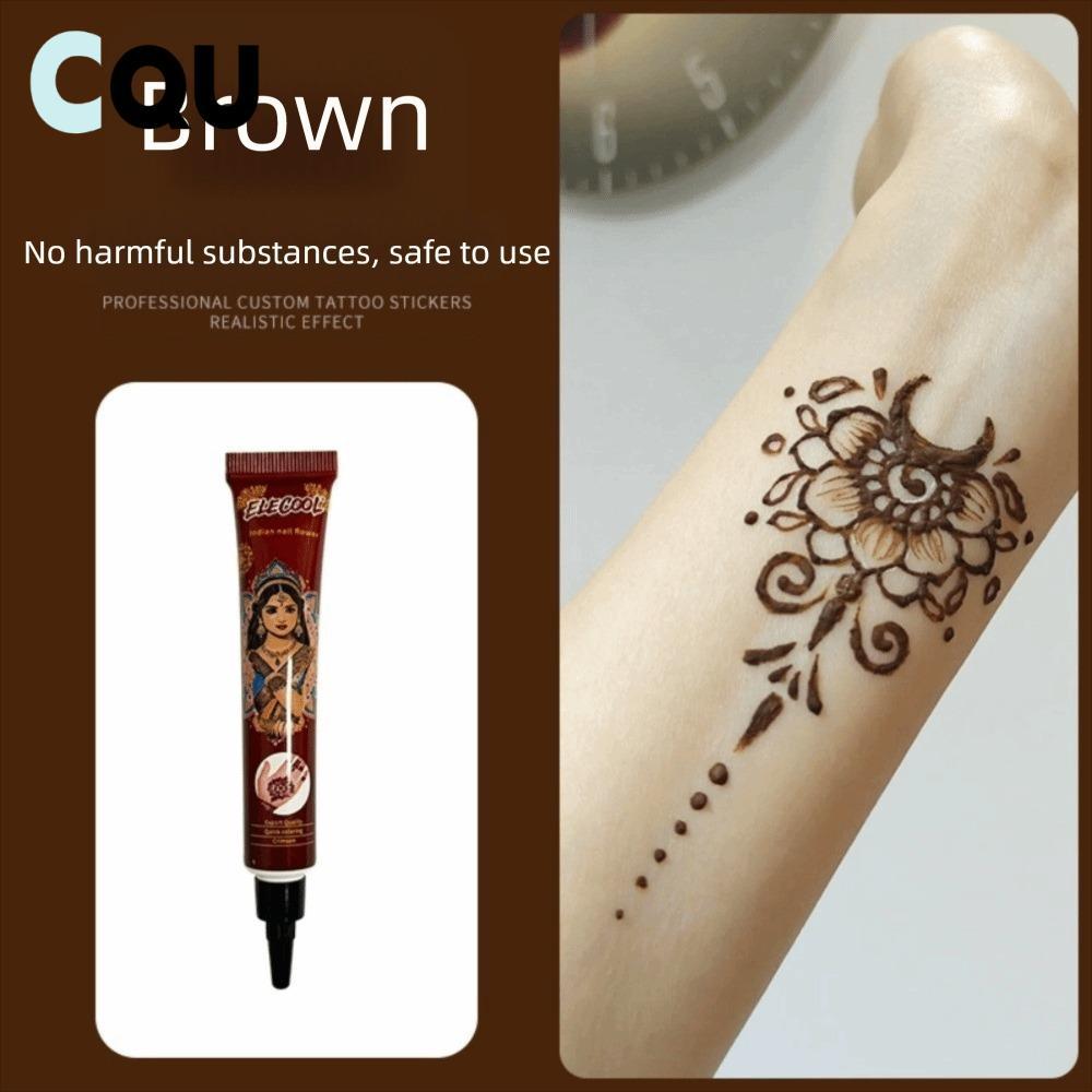 CQU Henna Tattoo Cream, Easy-To-Useชั่วคราว Henna Paste Cone, Henna Cream สีดําสีน้ําตาลกึ่งถาวร Meh
