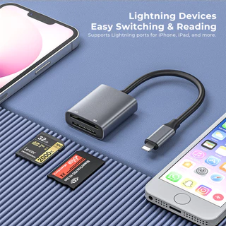 2 in 1 Card Reader SD + MS Type C สำหรับ Sony Memory Stick PRO Duo Camera โทรศัพท์ แล็ปท็อป อลูมิเนียม