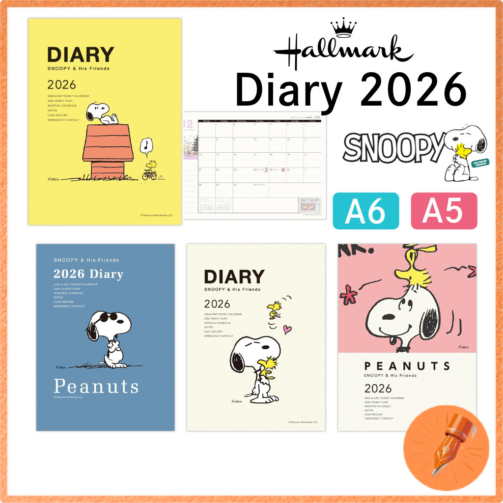 Hallmark Snoopy Planner 2026 A5 A6 Monthly