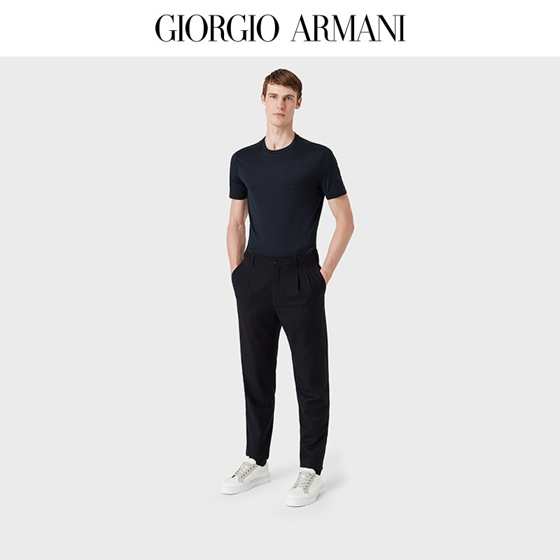 เสื้อยืดแขนสั้น GIORGIO ARMANI ทำจากผ้าฝ้ายแท้ พร้อมปักป้ายอินเทรนด์