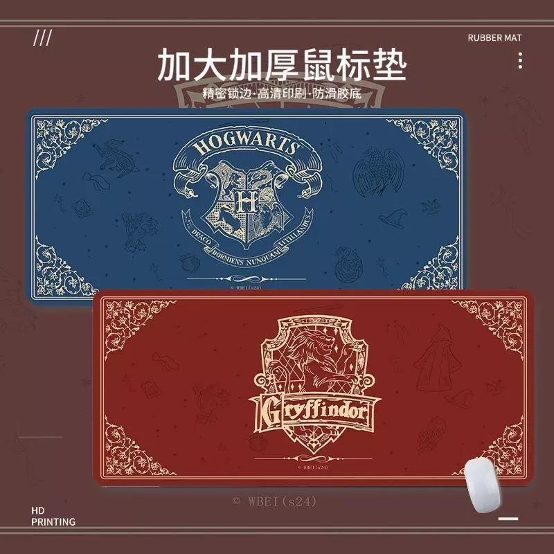 แผ่นรองเมาส์ Harry Potter Houses Series - Hogwarts Gryffindor Slytherin แผ่นรองโต๊ะขนาดใหญ่ ฐานกันลื่นหนา 3 มม.