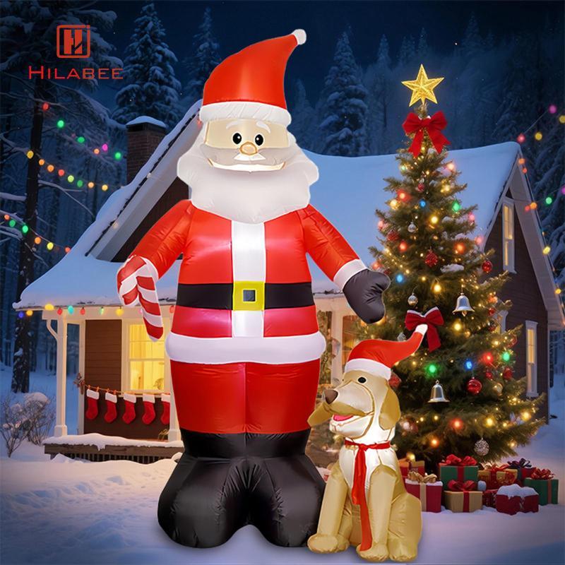 [UsusexaMY] คริสต์มาสพอง 7.9 ฟุตขนาดใหญ่ Xmas Decor Blow up Santa และสุนัขแปลกไฟสําหรับ Yard Mall Pl