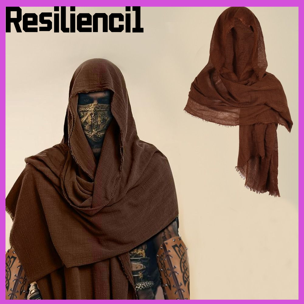 RESILIENCI1 Mens Medieval Pirate Retro Hood, Unisex Lightweight Wrap Cloak, คุณภาพสูงสีดํา/สีน้ําตาล
