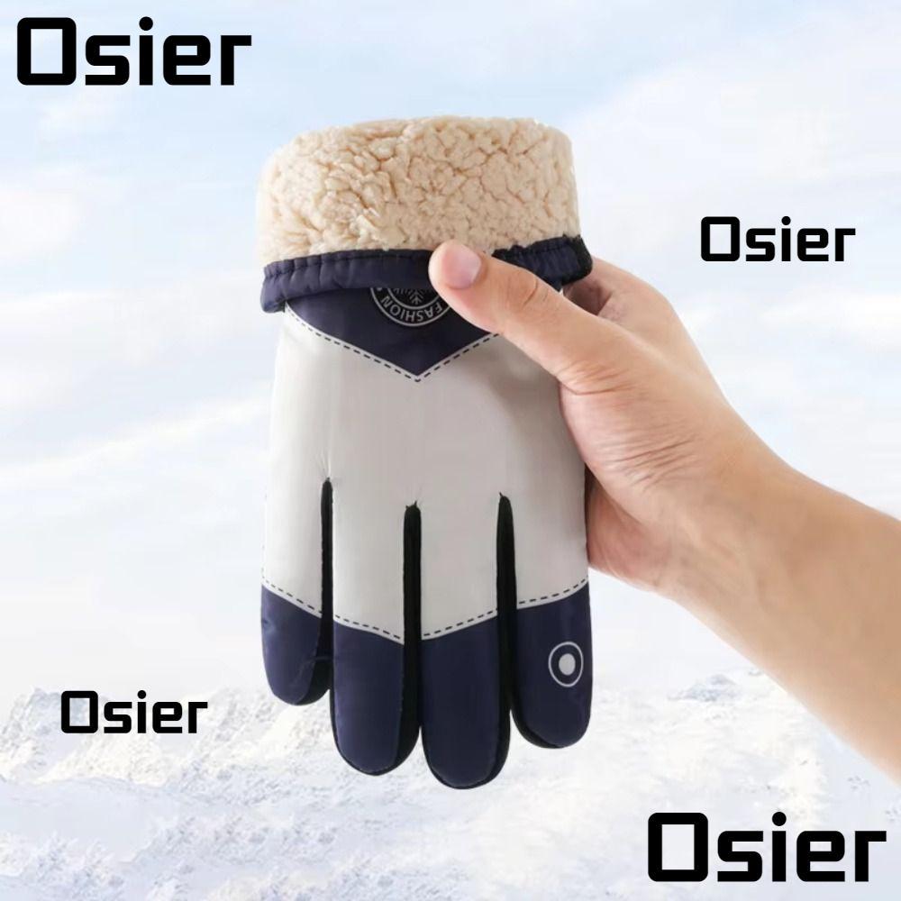 ถุงมือหิมะ OSIER กันลื่นและกันน้ํา หน้าจอสัมผัสได้ ทำจากโพลีเอสเตอร์ plush ให้อุ่นในฤดูหนาว เหมาะสำหรับกิจกรรมกลางแจ้ง