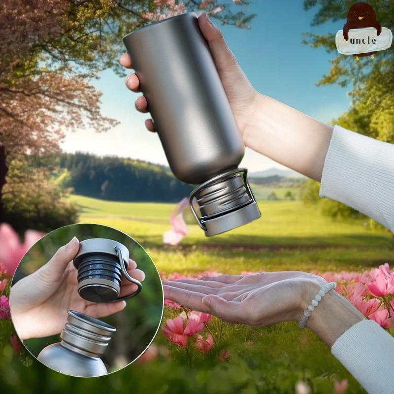 [UN] 500ml 600ml 750ml ขวดน้ําไทเทเนียมReusableกลางแจ้งCampingอุปกรณ์การท่องเที่ยวกีฬาขี่จักรยานเดิน
