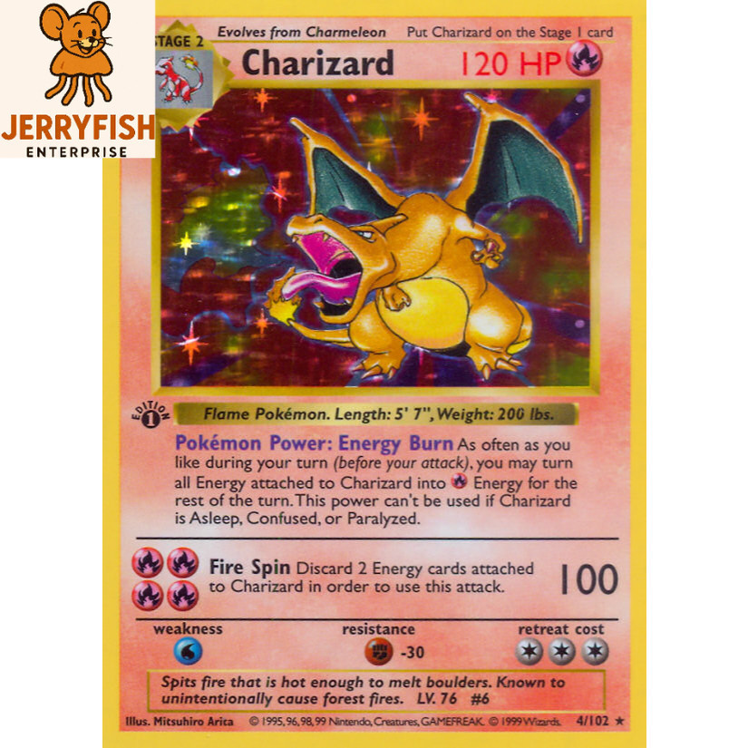 Pokemon Charizard AE - สติ๊กเกอร์การ์ดไม่อย่างเป็นทางการ TCG เหมาะกับการ์ด TnG, Debit & TCG-Size