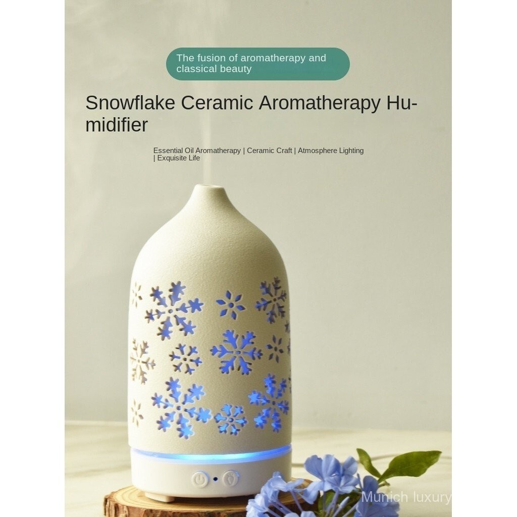 Ceramic Aroma Diffuser Humidifier Multicolor Essential Oil Diffuser Snowflake Fragrance Machine