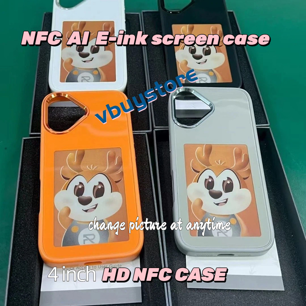 DIY CASE NFC เคสโทรศัพท์ 4 จอแสดงผลสีหน้าจอ E-ink HD สมาร์ทสําหรับ Iphone 17 promax