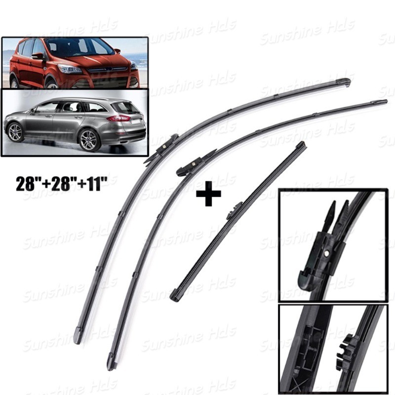3x ชุดใบปัดน้ําฝนกระจกด้านหน้าด้านหลังสําหรับ Ford Kuga MK2 Mondeo MK5 Estate