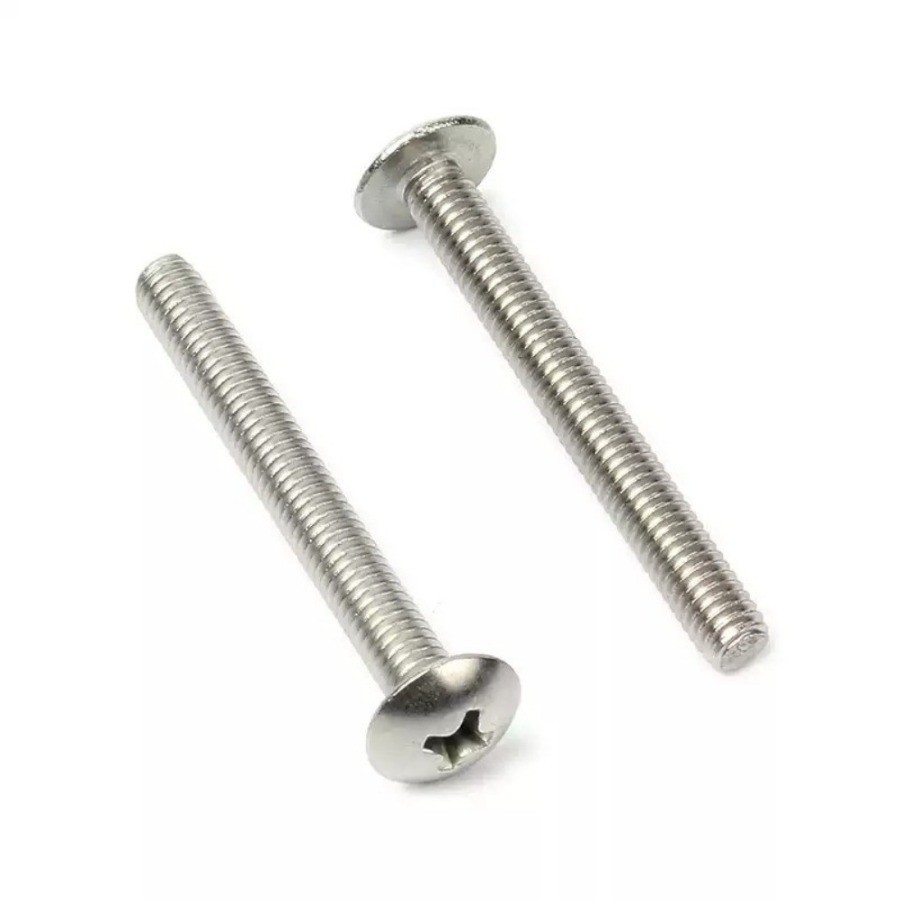 น็อต สกรู หัวร่ม หัวกระทะ แฉกT+ สแตนเลส304 เกลียวมิล หยาบ /Truss Head Phillip Machine Screw SUS304 M2/M2.5/M3/M4*L=3-80MM[ZHX-WJ-1-MB] - รูปที่ 2