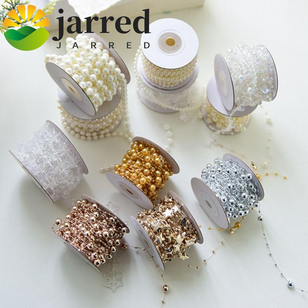 JARRED เชือกลูกปัดต้นคริสต์มาส, 5/10 เมตรตกแต่งคริสต์มาสประดิษฐ์สายตกปลา, มัลติฟังก์ชั่น DIY เลียนแบบไข่มุกต้นคริสต์มาสแขวนเครื่องประดับช่อดอกไม้