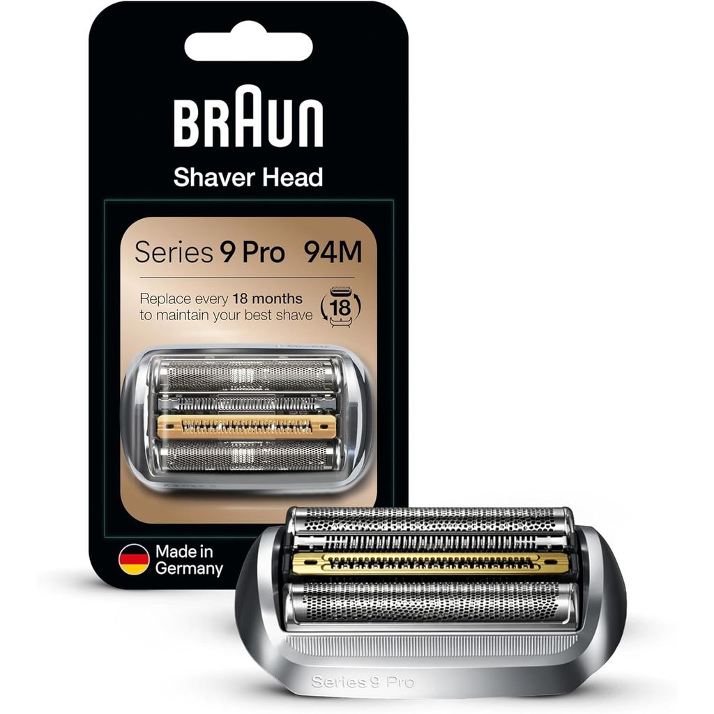 Braun Shaver Head Replacement Part 94M Silver, เข้ากันได้กับ Series 9 Pro และ Series 9 Electric Rars