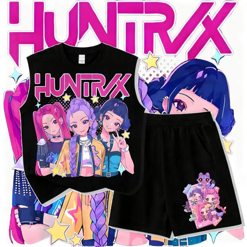 （ชุดเสื้อกั๊กและกางเกงสั้นเด็ก）【ThaiTeePulse】(จัดส่งตลอด 24 ชั่วโมง) kids เสื้อกล้ามครบรอHUNTRIX 2 ชิ้น แฟชั่น เซ็ตชุดเด