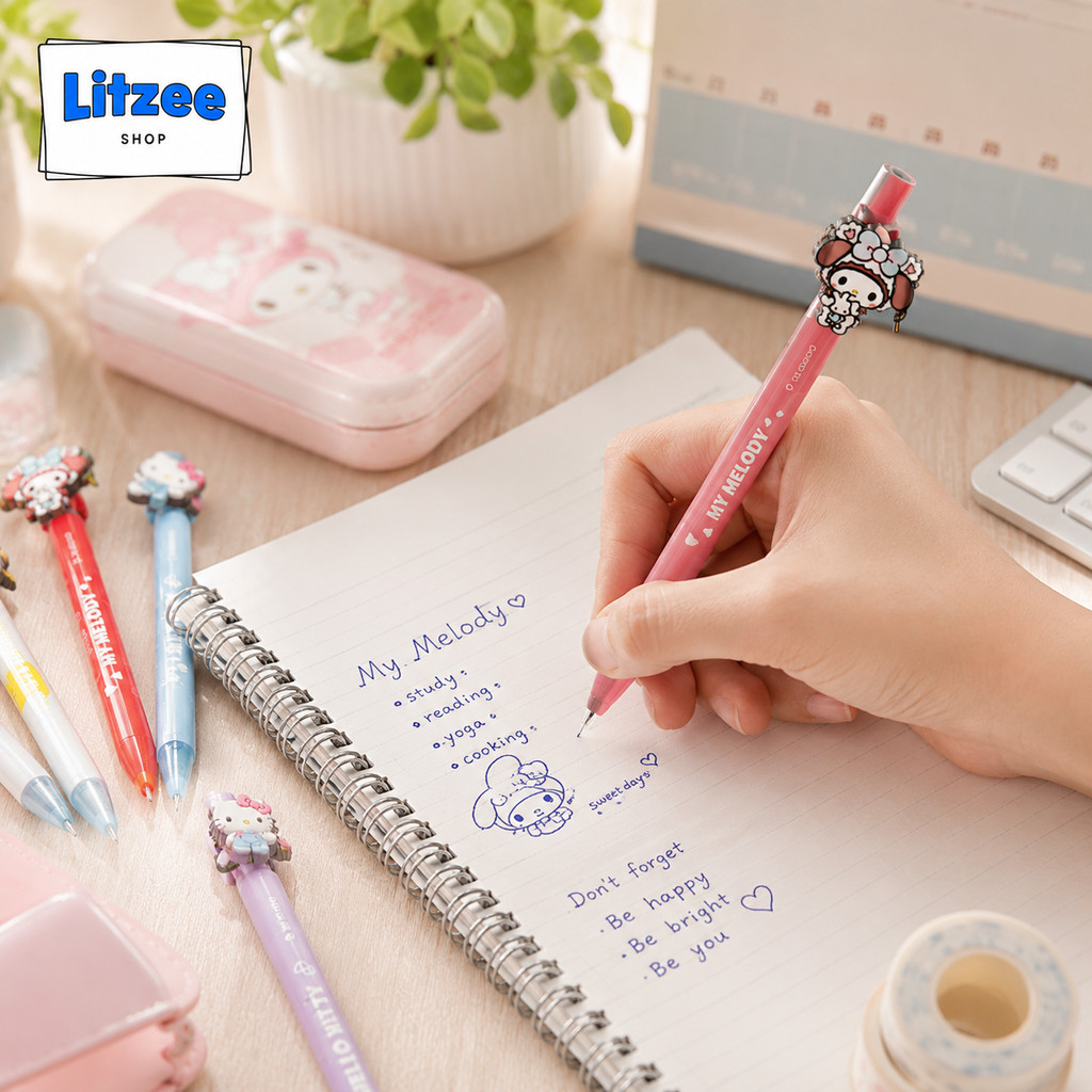 CODE:D ปากกาเจล 0.5 มม. ด้าม Acrylic ลาย Sanrio หมึกสีน้ำเงิน เขียนลื่น แห้งไว เลือกลายได้ ของแท้ลิขสิทธิ์ Sanrio
