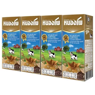 หนองโพนมพร่องมันเนยยูเอชทีรสกาแฟ 225มล แพค 4 Nongpho UHT Low Fat Milk Coffee 225ml Pack 4 [8858862801370 ]