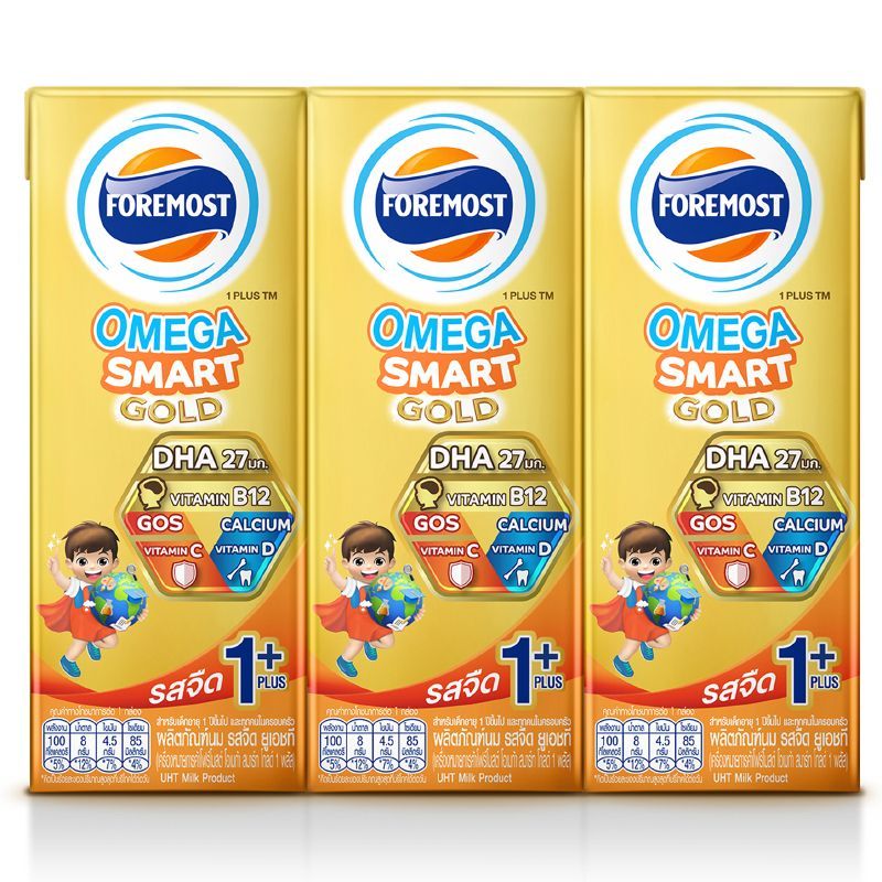 โฟร์โมสต์โอเมก้าโกลด์ 1พลัส 180มล. แพค 3 Foremost Omega Gold 1Plus 180ml. Pack 3 [หมายเลขบาร์โค้ด 8850188902823 ]