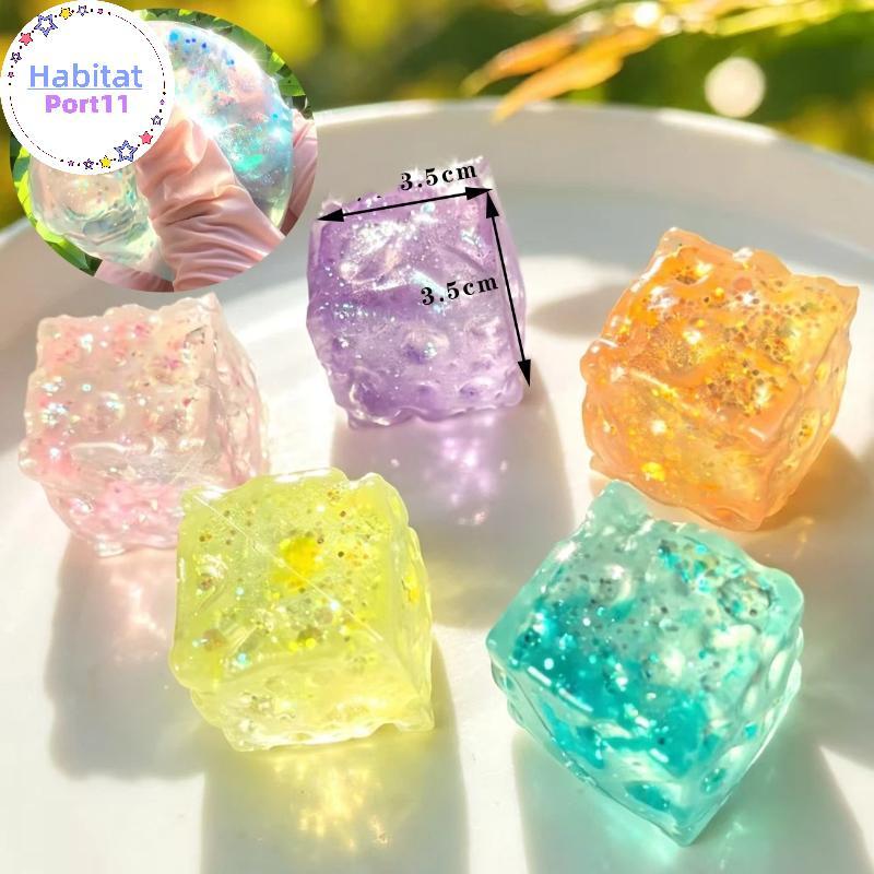 HabitatPort 3.5 ซม.Glitter ชีส Ice Cube Mochi บีบของเล่นนุ่มความเครียดบรรเทา Fidget สําหรับ Party Favors Goodie กระเป๋าฟิลเลอร์ th